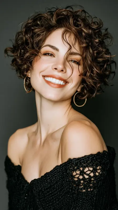 Curly Pixie Crochet with Side Part -  short crochet hairstyles 