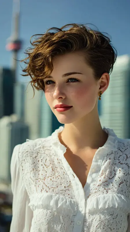 Curly Pixie with Long Top Layers - Permed pixie hairstyles