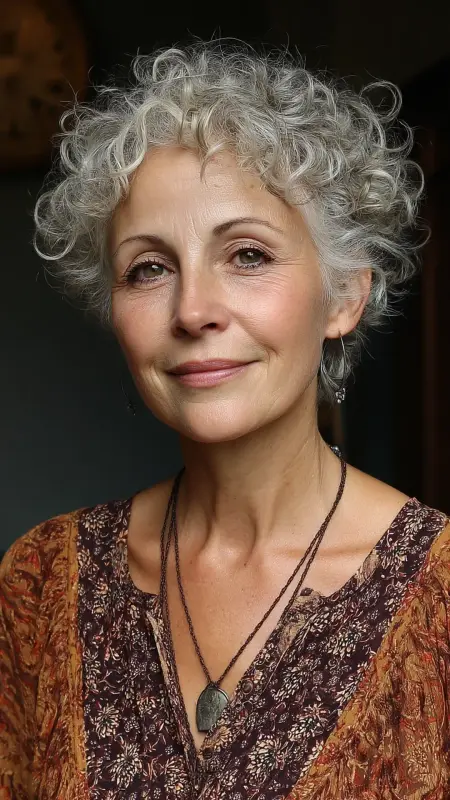 Curly Pixie with Volume - pixie haircuts for women over 60