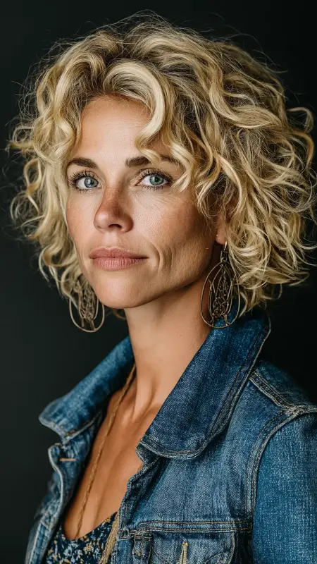 Curly Shag - Haircuts For Women Over 50 With Fine Hair