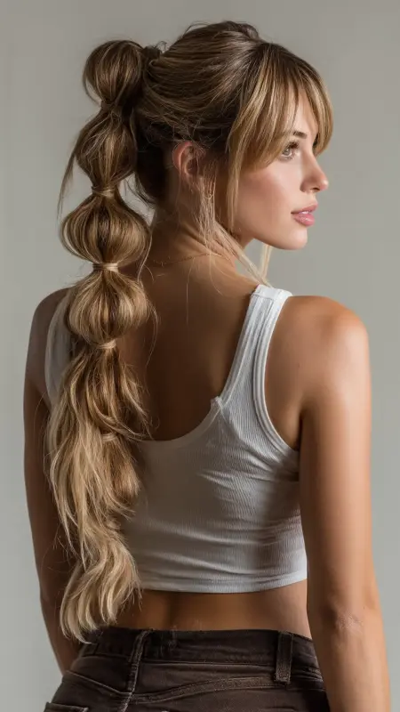 Curtain Bangs with Bubble Braid - long curtain bangs round face