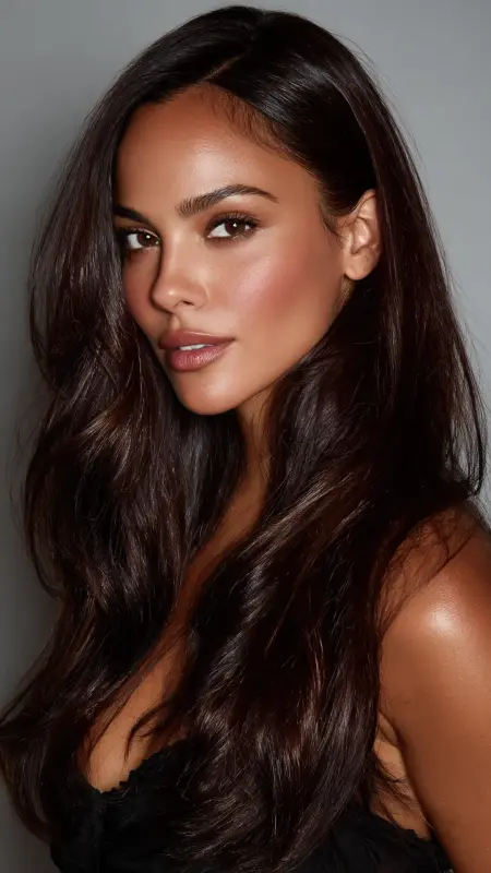 Dark Chocolate Brown with Blue Black Undertones - Hair color ideas for women in 30s