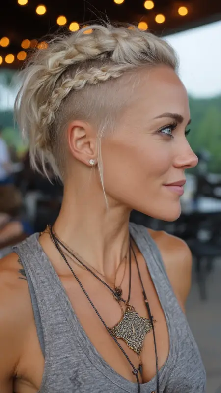Platinum Braided Pixie with an Undercut – Embrace Your Bold Side - Dyke Hair
