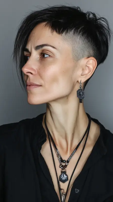 Bold Black Undercut: A Statement of Style - Dyke Hair