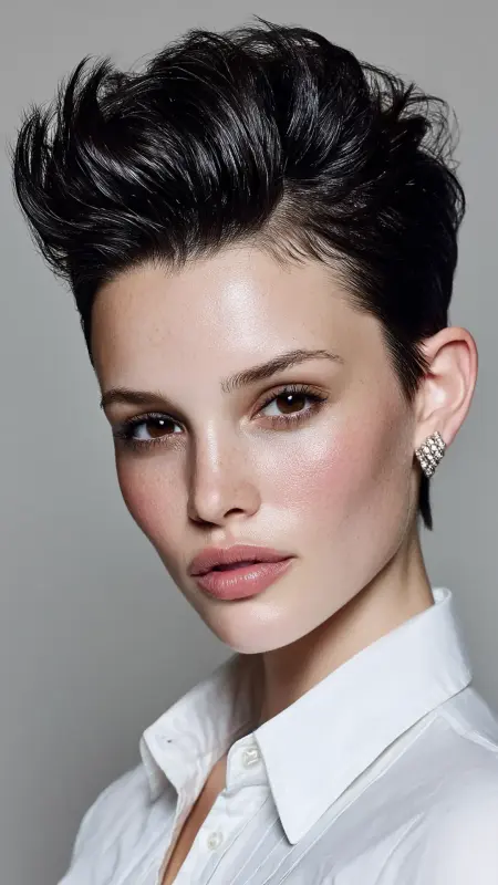 Chic and Edgy: The Bold Black Texture Cut - Dyke Hair