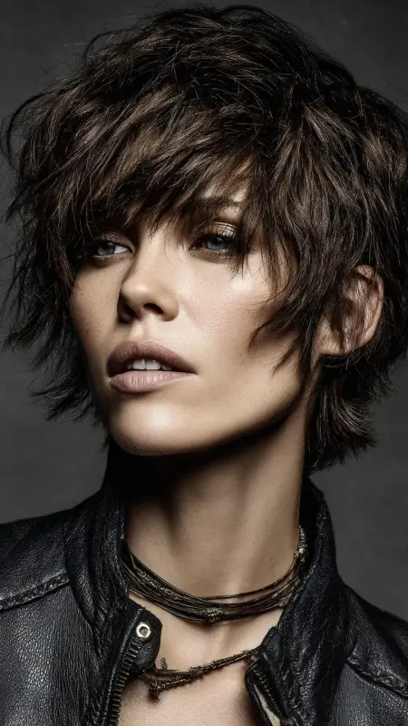 Edgy Elegance: The Textured Short Shag for a Fearless Look - Dyke Hair