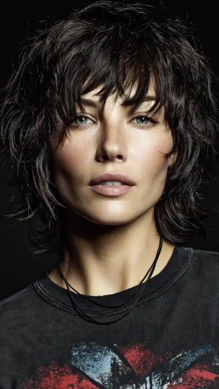 Effortlessly Chic: The Enigmatic Brunette Shag - Dyke Hair