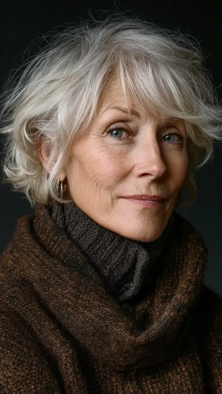 Ear-Length Bob with Flipped Ends -  Short hairstyles for women over 60 with wavy hair 