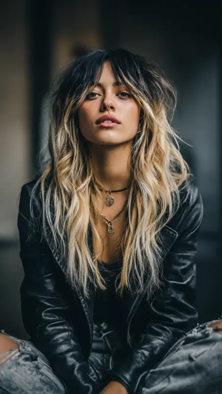 Edgy Blowout with Piecey Curtain Bangs - Blowout with curtain bangs