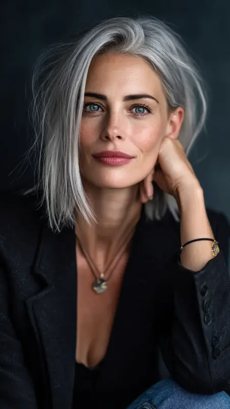 Elegant Blunt Lob - medium length hair for women over 50