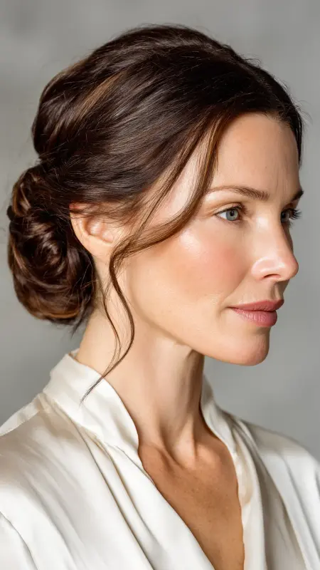 Elegant Chignon with Soft Face Framing - hair styles for women over 40
