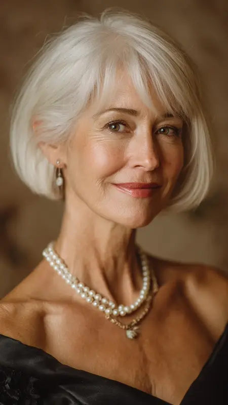 Elegant Chin-Length Bob - Hairstyles for 80 year old women