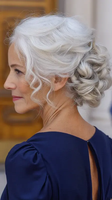 Elegant Curly Chignon - Hairstyles For Women Over 60 With Curly Hair