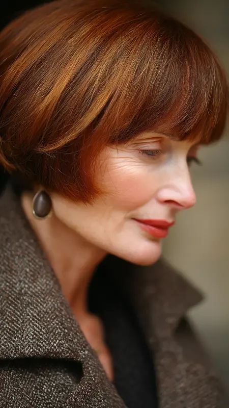 Elegant French Bob with Micro Fringe - Hairstyles For Women Over 50 With Thinning Hair