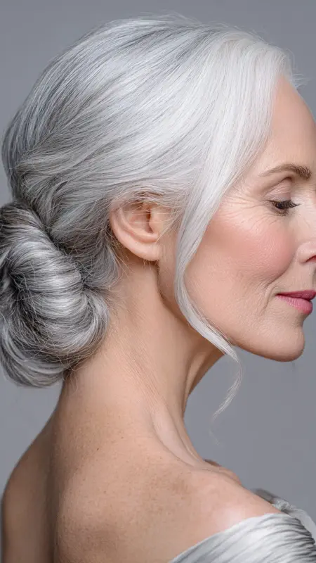 Elegant Low Chignon with Side Part - Sassy hair older women