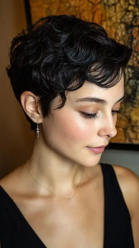 Elegant Permed Pixie with Micro Bangs - Permed pixie hairstyles