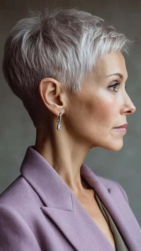 Elegant Short Crop with Tapered Nape - Hairstyles for over 70 year old women