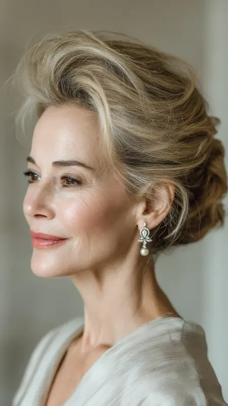 Elegant Updo with Soft Volume - Haircuts For Women Over 50 With Fine Hair