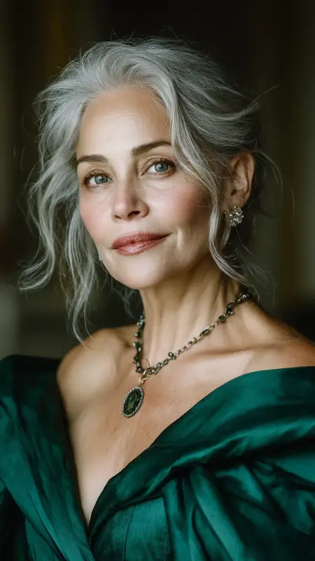 Elegant Waves with Face-Framing Layers - Medium length hair with layers over 60 older women