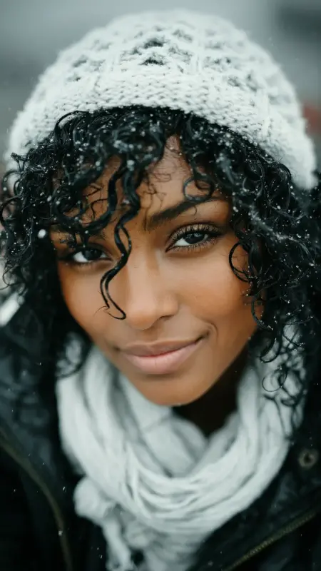 Face-Framing Curls with Beanie - Curly Hairstyles With Beanies