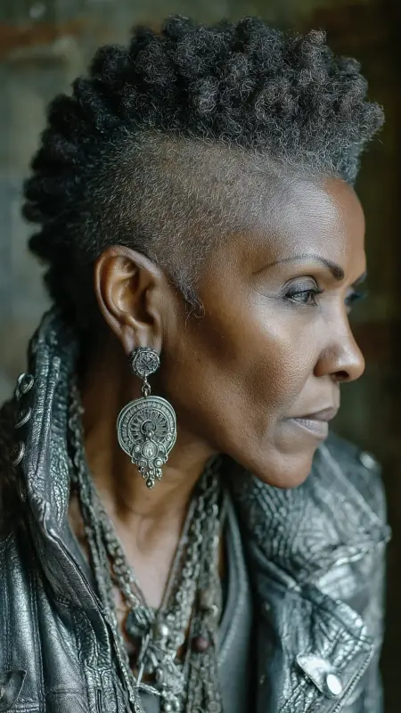 Faux Hawk with Tapered Sides - Hairstyles For Black Women Over 50