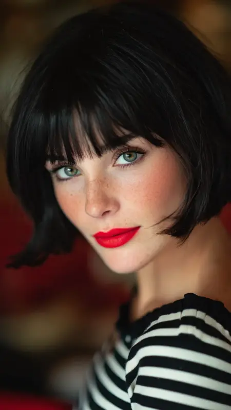 Feathered Bob with Blunt Bangs - Feathered Bob Hairstyles