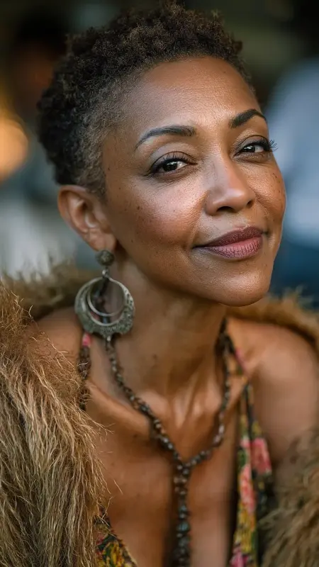 Feathered Crop - Short Haircuts For Black Women Over 50