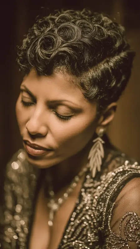 Finger Waves with Tapered Sides - Hairstyles for Older Black Women