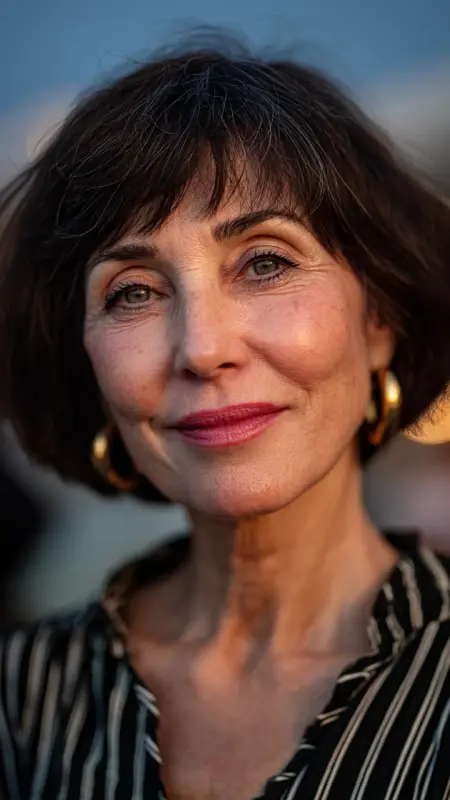 French Bob with Soft Baby Bangs - hairstyles for women over 70 with bangs