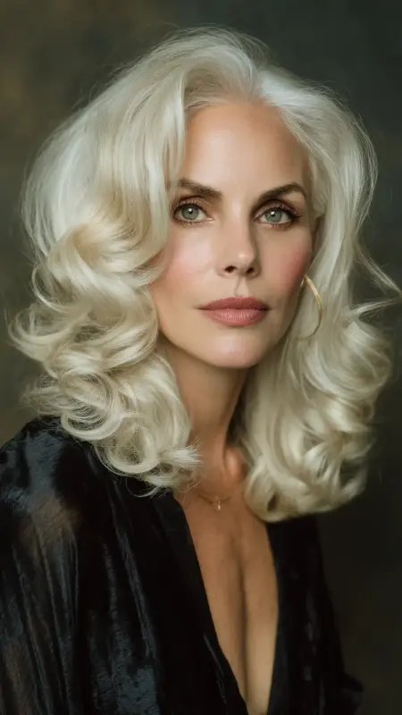 Glamorous Hollywood Waves - Long Haircuts For Women Over 40