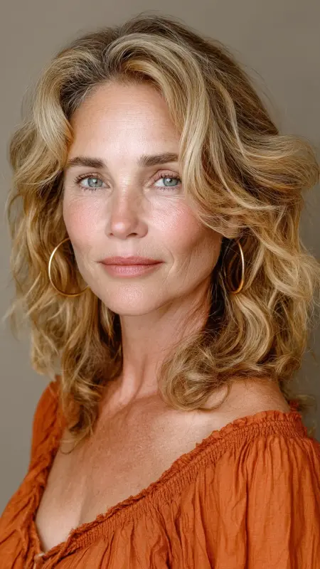 Golden Blonde Wavy Lob with Subtle Layers - hair color for older women over 50