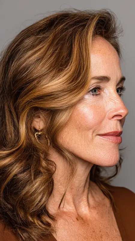 Golden Brown with Subtle Highlights - Hair color ideas for women over 50