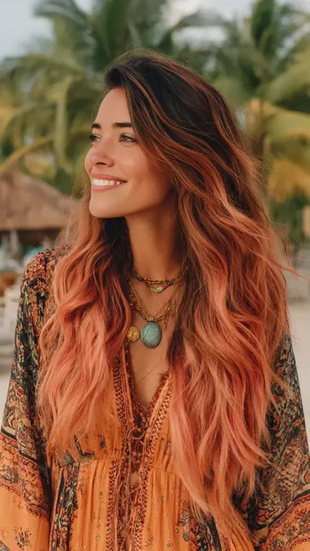 Golden Peach Blend - Hair color ideas for women in 30s