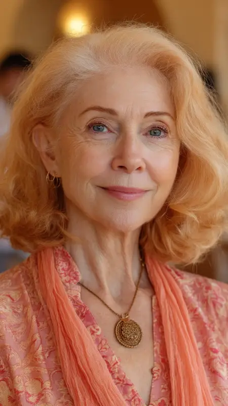 Golden Strawberry Blonde Lob - hair color ideas for women over 70