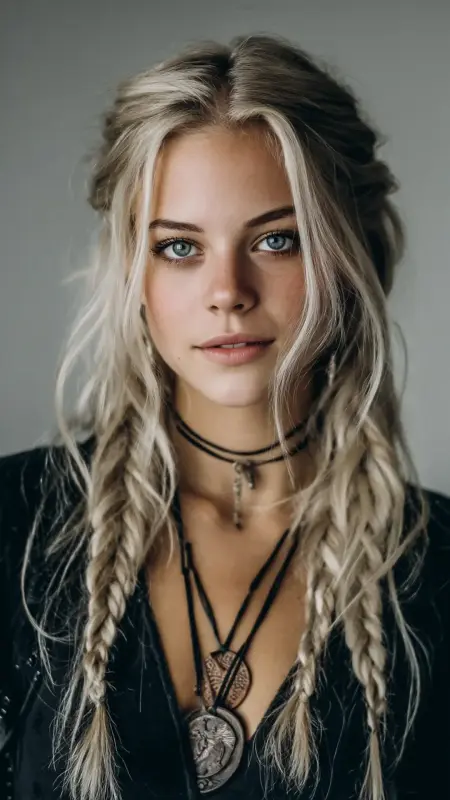 Edgy Elegance: Blonde Braided Grunge Masterpiece - Grunge Hairstyles