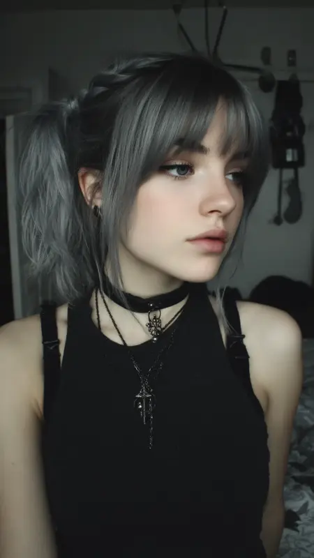 Edgy Waves with a Silver Twist - Grunge Hairstyles
