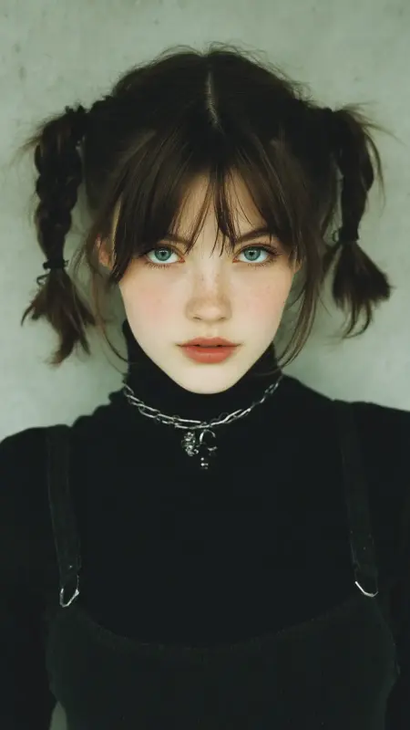 Rebellious Rhapsody: Tousled Braided Pigtails - Grunge Hairstyles