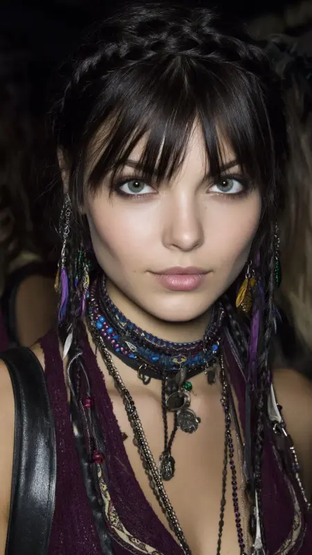Edgy Elegance: The Rebel Crown with Soft Bangs - Grunge Hairstyles