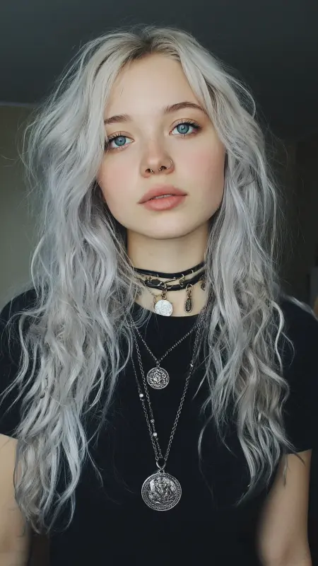 Metallic Waves: Unleash Your Inner Rebel - Grunge Hairstyles