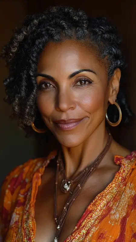 Half-Up Flat Twist with Curls - Hairstyles for Older Black Women