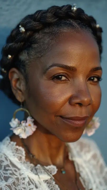 Halo Braid - Hairstyles For Black Women Over 50
