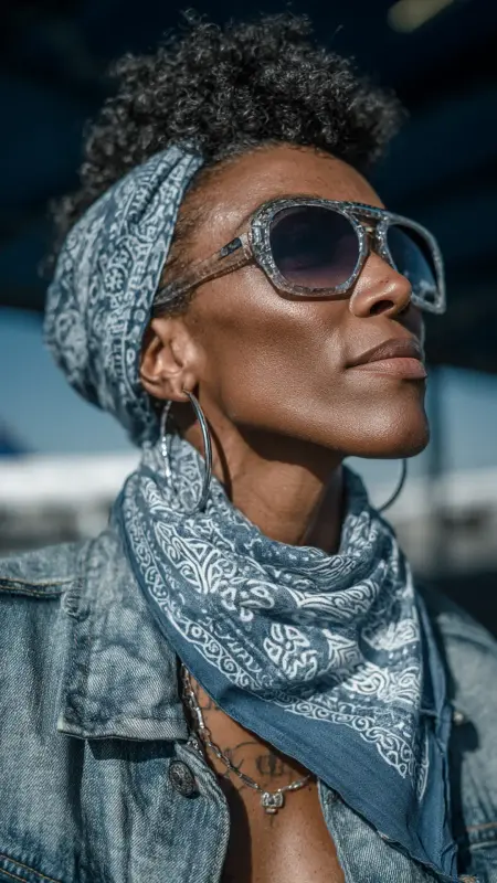 High Puff with Coily Bangs - Hairstyles for Older Black Women