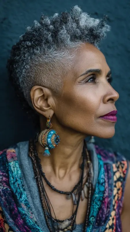 High Top Natural Fade - Short Haircuts For Black Women Over 50