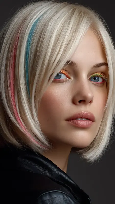 Inverted Bob with Peekaboo Color Panels - Inverted Bob Haircuts For Fine Hair
