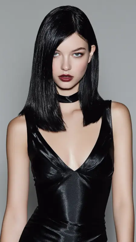 Jet Black Shine - Hair color ideas for women in 30s