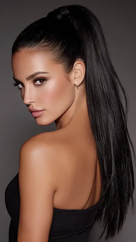 Jet Black Sleek Ponytail - Low maintenance hair color
