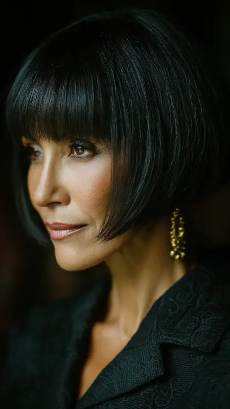 Layered Bob with Bangs - Hairstyles For Black Women Over 50