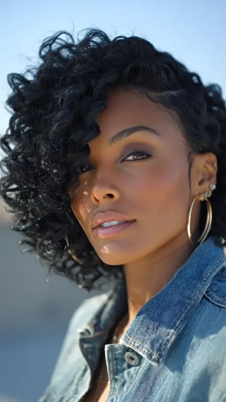 Layered Bob with Crochet Curls -  short crochet hairstyles 