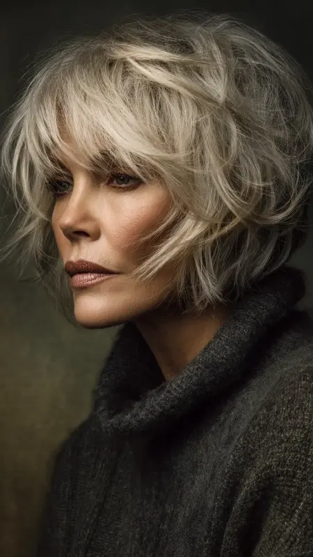 Layered Bob with Crown Volume - bob haircuts for women over 60 with fine hair