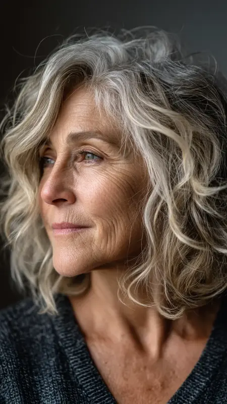 Layered Bob with Soft Waves - Shoulder Length Haircuts For Women Over 60